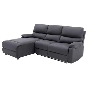 VENTE-UNIQUE Canapé d'angle relax électrique LUNANO - Gris anthracite - Angle gauche pas cher