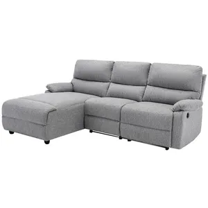 VENTE-UNIQUE Canapé d'angle relax électrique en tissu LUNANO - Gris clair - Angle gauche pas cher