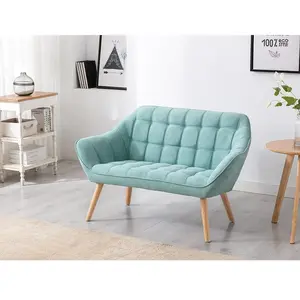 VENTE-UNIQUE Canapé 2 places en tissu vert deau CASERTA pas cher