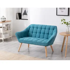 VENTE-UNIQUE Canapé 2 places en tissu bleu CASERTA pas cher