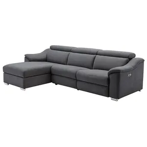 VENTE-UNIQUE Canapé dangle relax électrique en tissu anthracite PEDRERA - Angle gauche pas cher