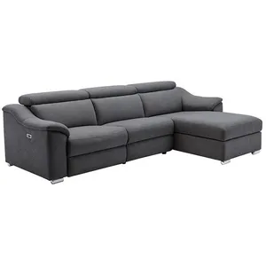VENTE-UNIQUE Canapé d'angle relax électrique en tissu anthracite PEDRERA - Angle droit pas cher