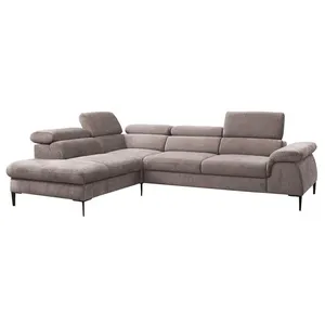 Canapé d'angle convertible en tissu taupe SEPINA de PASCAL MORABITO - Angle gauche pas cher