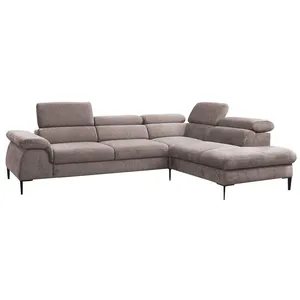 Canapé d'angle convertible en tissu taupe SEPINA de PASCAL MORABITO - Angle droit pas cher