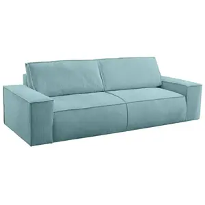 Vente-unique Canapé 4 places convertible en velours côtelé bleu turquoise AMELIA pas cher