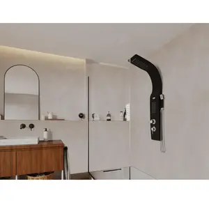 Comparateur de prix : Shower & Design Vente-unique Douchekolom met massagestralen KOURBEA - zwart - 20 x 132 cm L 20 cm x H 132 cm x D 50 cm