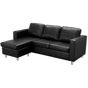 VENTE-UNIQUE Canapé d'angle réversible en simili noir ACKLEY - Angle gauche pas cher
