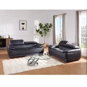 VENTE-UNIQUE Canapé 2 places en cuir - MACELO - Noir - Design contemporain - Confort moelleux pas cher