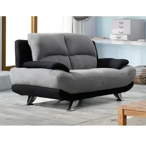 VENTE-UNIQUE Canapé 2 places en microfibre MUSKO - Bicolore gris et noir - Contemporain - Design - Moelleux pas cher