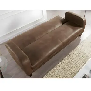 VENTE-UNIQUE Canapé convertible INICIO - MARQUE - 3 places - Style vintage - Microfibre aspect cuir vieilli pas cher