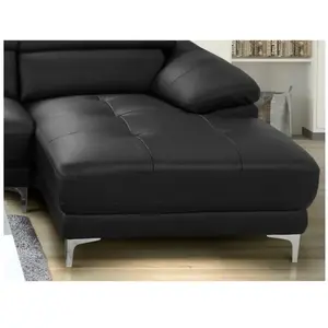 VENTE-UNIQUE Canapé d'angle en cuir SOLANGE - Noir - Angle droit - 2 places - Contemporain - Design pas cher
