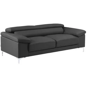 VENTE-UNIQUE Canapé 3 places en cuir SOLANGE - Anthracite pas cher