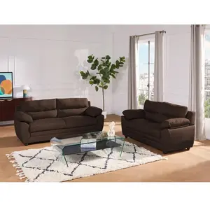 VENTE-UNIQUE Canapé 3 places MANOA en tissu - Chocolat - Marron - L201 x P88 cm pas cher