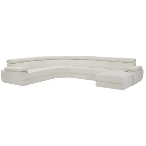 VENTE-UNIQUE Grand canapé d'angle droit panoramique en cuir blanc ELEVANTO pas cher