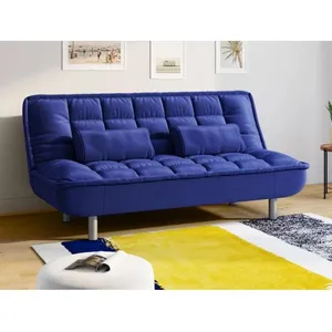 Canapé clic-clac MISHAN en tissu - Bleu - VENTE-UNIQUE - 3 places - Co... pas cher