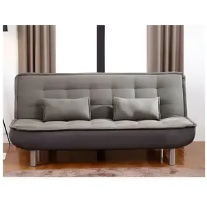 Canapé clic-clac en tissu MISHAN - Gris - 3 places - VENTE-UNIQUE pas cher