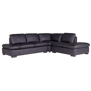 VENTE-UNIQUE Canapé d'angle en cuir - ONYX II - Noir - Angle droit - Confort moelleux pas cher