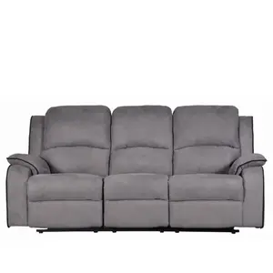 Vente-unique-Canapé 3 places relax en microfibre HERNANI - Gris pas cher