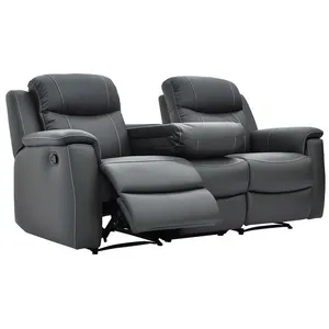 VENTE-UNIQUE Canapé 3 places relax EVASION en cuir - Gris - Relaxation - Classique - Intemporel pas cher