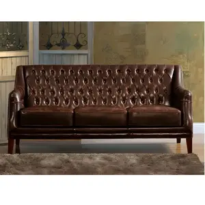 Comparateur de prix : VENTE-UNIQUE Canapé 3 places en cuir vieilli COLBERT - Chocolat - Styl...