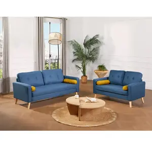 VENTE-UNIQUE Canapé 2 places TATUM en tissu - Bleu pas cher