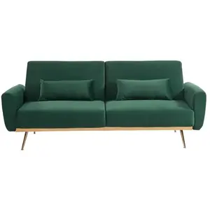 Canapé Convertible Velours Vert sapin - Vente-unique - LAUNEI pas cher