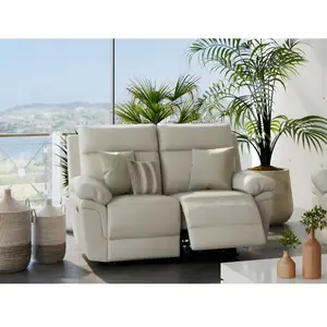 VENTE-UNIQUE Canapé 2 places relax en cuir de buffle PAKITA - Ivoire pas cher