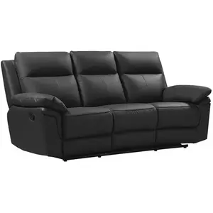 VENTE-UNIQUE Canapé 3 places relax en cuir de buffle PAKITA - Noir pas cher