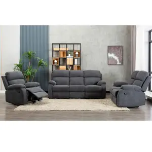 VENTE-UNIQUE Canapé 3 places relax en tissu TOLZANO - Anthracite pas cher
