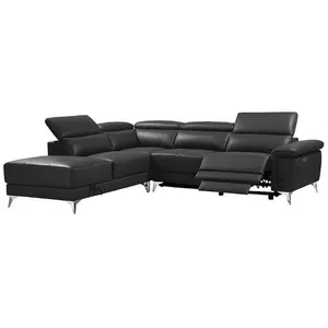 VENTE-UNIQUE Canapé d'angle relax électrique en cuir PASCALINE - Anthracite - Angle gauche pas cher