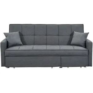 VENTE-UNIQUE Venta-unica - Canapé-lit 3 places en tissu CANETTI - Gris pas cher