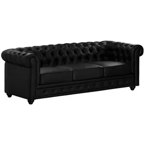 VENTE-UNIQUE Canapé 3 places en simili Chesterfield - Noir - Classique - Intemporel - Moelleux pas cher