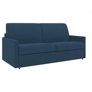 VENTE-UNIQUE Canapé 3 places convertible express en tissu CALIFE - Bleu foncé - Couchage 140 cm - Matelas 14 cm pas cher