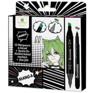 Manga - AU SYCOMORE - CREA065 - Marqueurs à alcool + feutre fin - 30 f... pas cher