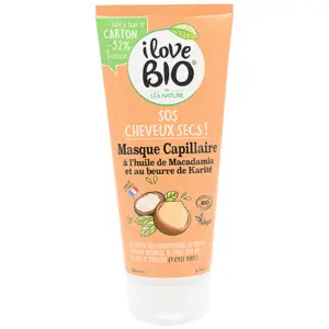 I Love Bio Cheveux Masque S.O.S Cheveux Secs Huile de Macadamia & Beur...Vendu paratida-sante-discount-fr