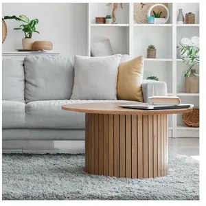 LEQUAIDESAFFAIRES Table basse BAHIA d.80xh.42cm / Décor chêne artisan pas cher