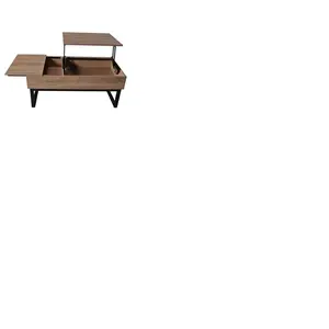 LEQUAIDESAFFAIRES Table basse FLOWER 110x55 / Décor Chêne  blanchi et métal noir pas cher