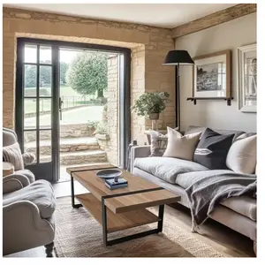 LEQUAIDESAFFAIRES Table basse SINTRA 120x60 / Décor chêne blanchi et métal noir pas cher