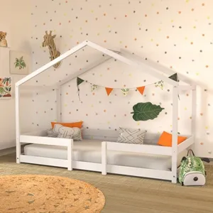 LEQUAIDESAFFAIRES Lit cabane INDIANA 90x190 + sommier / blanc 199x95x152 pas cher