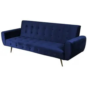 Canapé lit - WEBER INDUSTRIES - Odin - Convertible - Velours Bleu - 188x104 cm pas cher