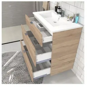LEQUAIDESAFFAIRES Meuble sous-vasque MARBELLA 80 cm + 3 tiroirs / Chêne blanchi pas cher