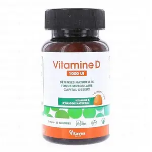 Vitavea Vitamine D 1000 UI Defense naturelles Tonus musculaire 30 gummies pas cher