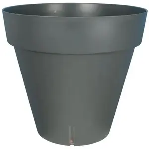 Bac à fleurs rond RIVIERA LOFT - Plastique - Diamètre 40 cm - Gris pas cher