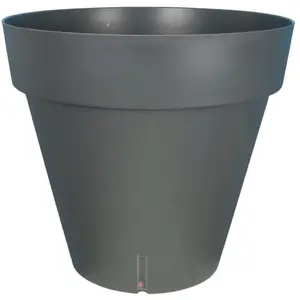 Bac à fleurs rond RIVIERA LOFT - Plastique - Diamètre 60 cm - Gris pas cher