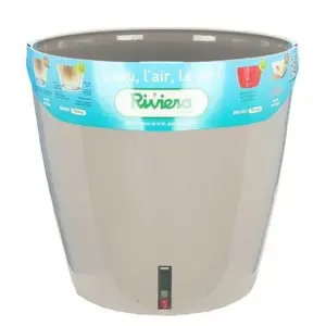 RIVIERA Pot rond Eva New en plastique - Ø 31 cm - 14,5 L - Taupe pas cher
