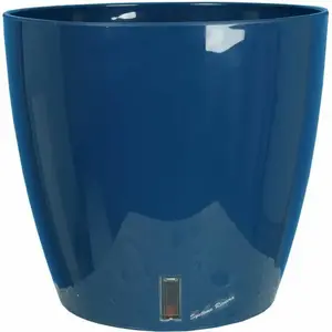 Bac à fleurs rond RIVIERA EVA NEW - Plastique - Diamètre 46 cm - Bleu pas cher