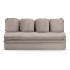 BAÏTA Banquette convertible NOMA 3 places velours côtelé grège pas cher