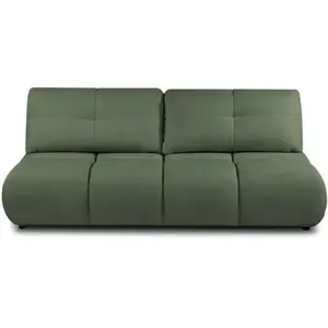 BAÏTA Canapé droit convertible TASCA 3 places tissu bouclette vert kaki pas cher