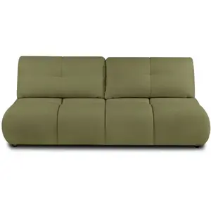 BAÏTA Canapé droit convertible TASCA 3 places tissu bouclette vert olive pas cher