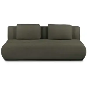 BAÏTA Canapé droit convertible PIO 3 places tissu bouclette vert kaki pas cher